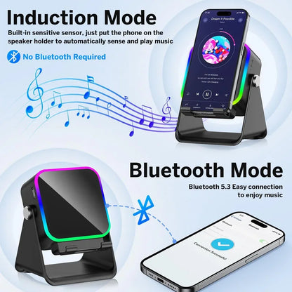 5-in-1 Wireless Bluetooth Speaker - Phone Stand, Stereo Sound & RGB Ambient Light