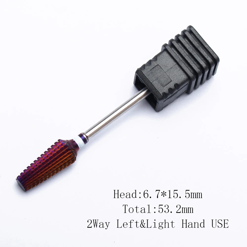 Purple 5-in-1 Tapered Carbide Nail Drill Bits - Milling Cutter for Manicure, Gel & Acrylic Removal, Nail Accessories Tool
