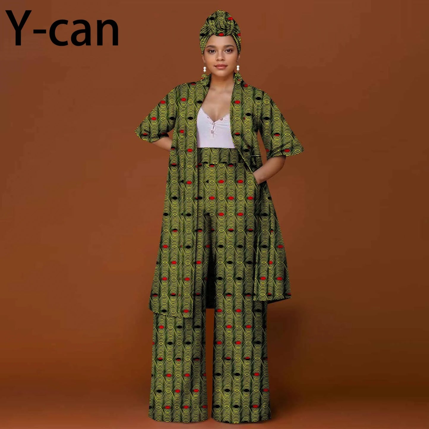 African Ankara 2-Piece Suit Set for Women - Traditional Print Jacket & Pants for Office, Business & Party Wear