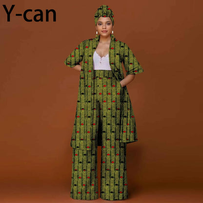 African Ankara 2-Piece Suit Set for Women - Traditional Print Jacket & Pants for Office, Business & Party Wear