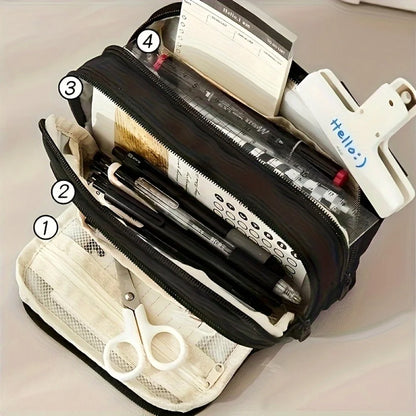 Large Capacity Pencil Case - Portable Handheld Pen Pouch and Cosmetic Storage Bag for School Office and Travel