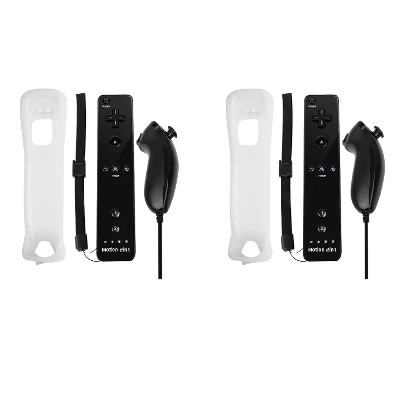2-in-1 Nintendo Wii Controller Set — Wireless Motion Plus Gamepad with Silicone Case