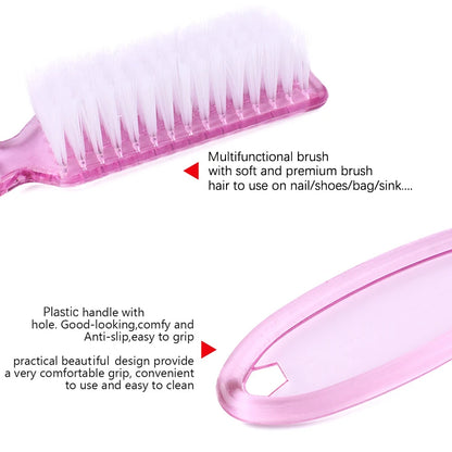 4PCS Transparent Nail Cleaning Brushes – Plastic Handle Pedicure & Manicure Scrub Brushes