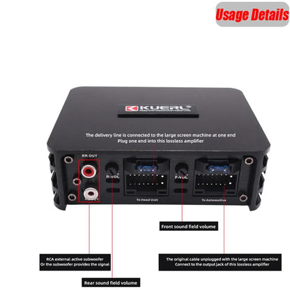 Class AB 4*60W Car Power Amplifier – DSP Audio Speaker for Android, Non-Destructive Installation, Dedicated Amp for Large Screens