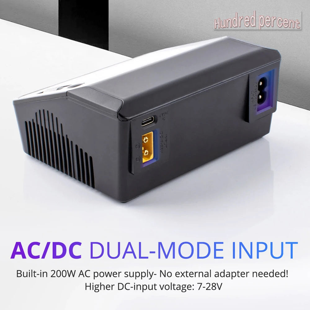 ToolkitRC M6DAC Dual Channel Smart LiPo Battery Charger – 200W AC, 350W DC x2, 15A for 1-6S LiHV PD 65W Discharger