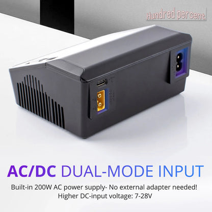 ToolkitRC M6DAC Dual Channel Smart LiPo Battery Charger – 200W AC, 350W DC x2, 15A for 1-6S LiHV PD 65W Discharger