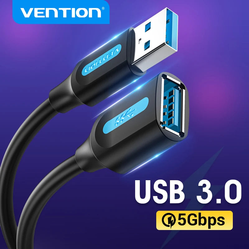 Vention USB 3.0 Extension Cable – High-Speed Data Extender Cord for PC, Smart TV, Xbox One & SSD | USB 2.0/3.0 Compatible Cable