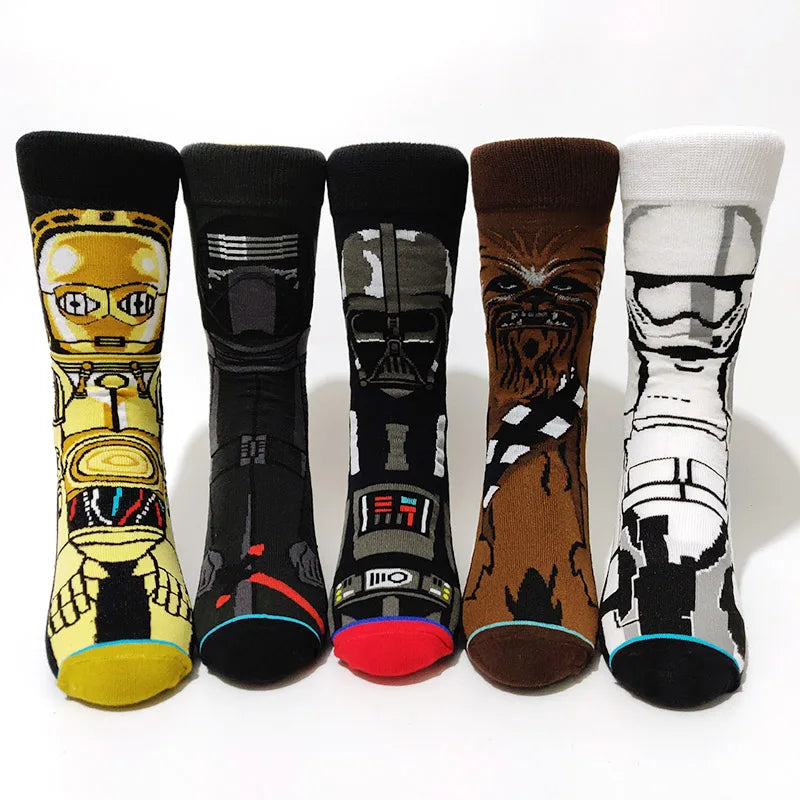 Cartoon Anime Crew Socks - 5 Pairs Unisex Hip Hop Street Style Novelty Casual Socks for Men and Women