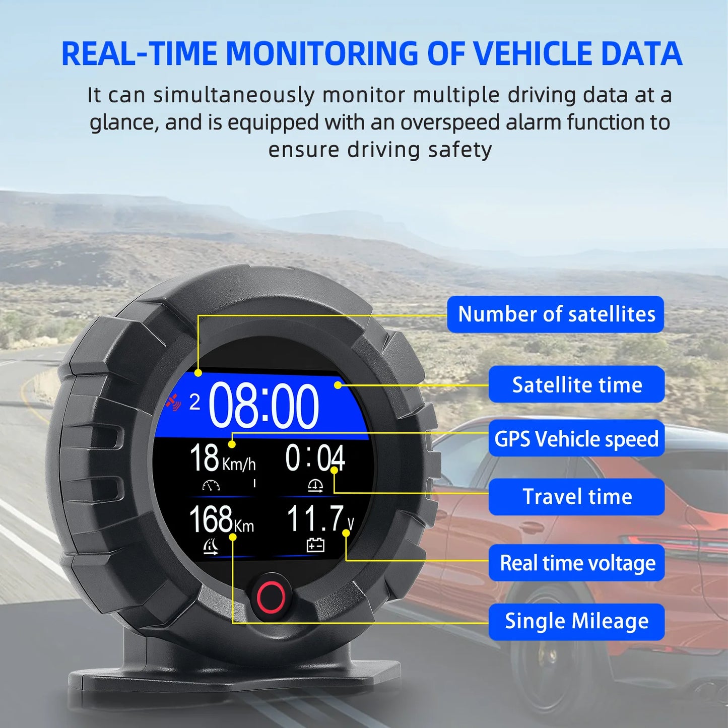 X95 Car GPS Digital Head-Up Display – Inclinometer Speedometer with Slope, Pitch, Altitude & Latitude Meter