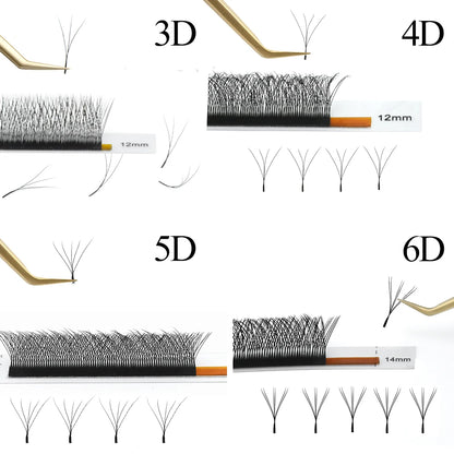 NAGARAKU W-Shape Bloom Eyelash Extensions – 10 Cases Premade 3D-8D Fans, Soft Natural Full-Density Lashes