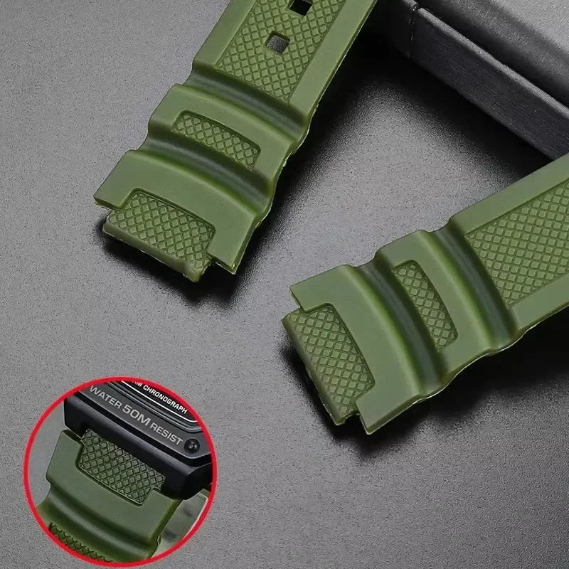 Rubber Silicone Watch Band for Casio F-108WH W-216H W-218H W-215 W-752 W-S200H SGW-400/500H - Waterproof Resin Replacement Strap