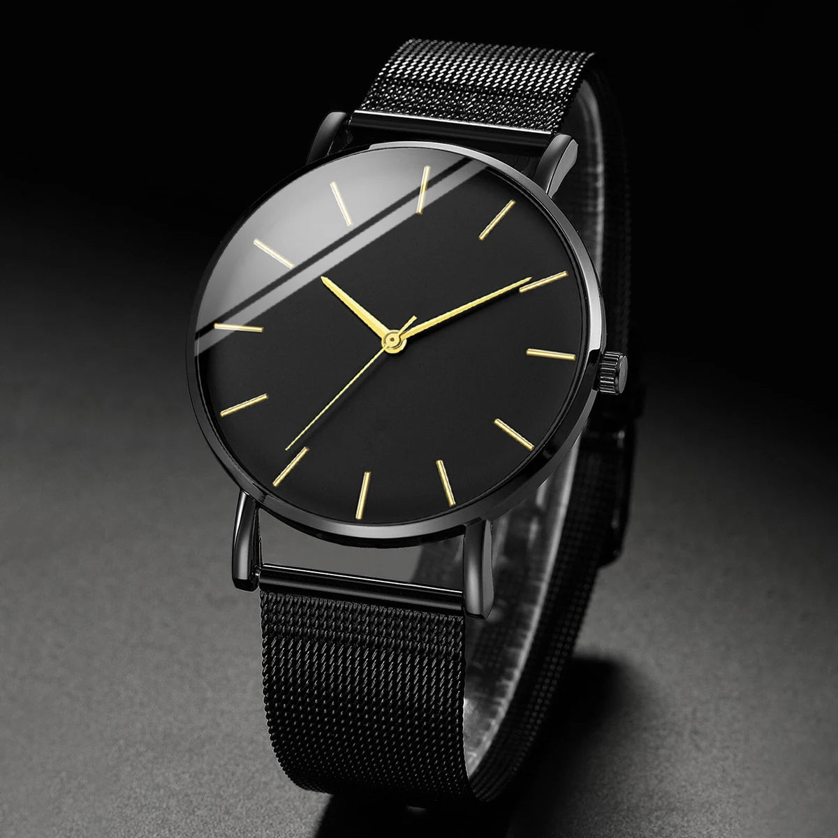 Men’s Ultra-Thin Quartz Watch – Fashion Business Stainless Steel Mesh Band Wristwatch