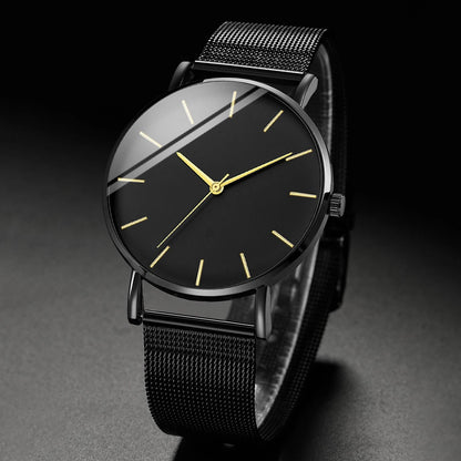 Men’s Ultra-Thin Quartz Watch – Fashion Business Stainless Steel Mesh Band Wristwatch