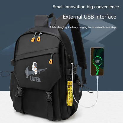 2024 Astronaut Printed Orthopedic Backpack – Waterproof Nylon Schoolbag for Men, Teens & Kids, Laptop & Primary School Bag