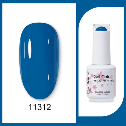 Clou Beaute 15ml Gel Nail Polish Set – Red Black White Green Neon UV Soak-Off Semi-Permanent Nail Varnish Base & Velvet Top Coat