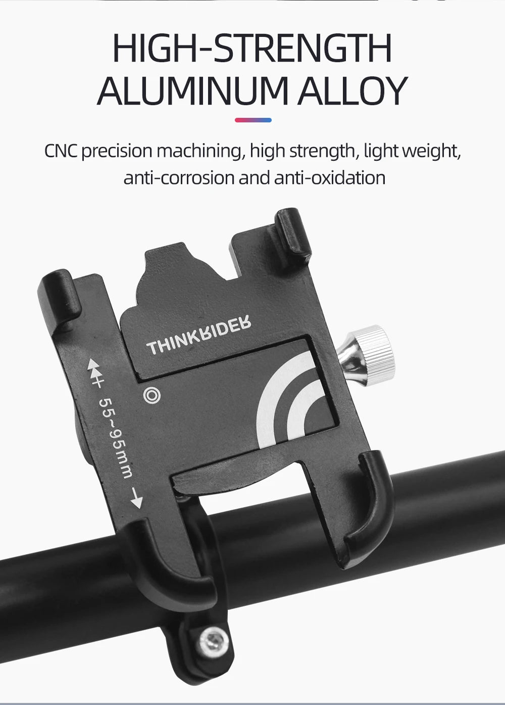 ThinkRider Anti-Vibration Bicycle Phone Mount for Mountain & Road Bikes – Navigation & Mobile Stand for E-Bikes