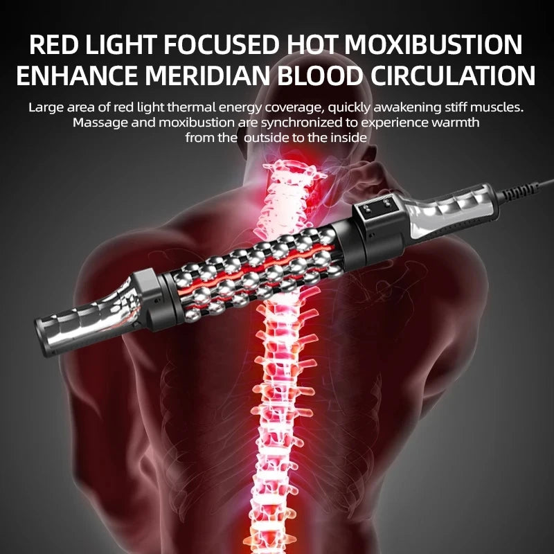 36W Red Light Heated Massage Device - 360° Rotating Roll Massager for Body & Anti-Cellulite Treatment