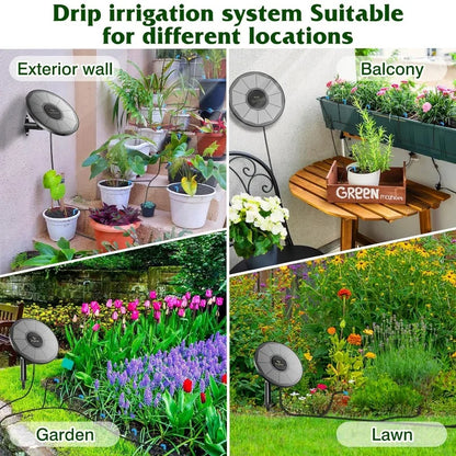 Solar Drip Irrigation Kit with Timer – 15M Hose Automatic Watering System for Greenhouse & Potted Plants