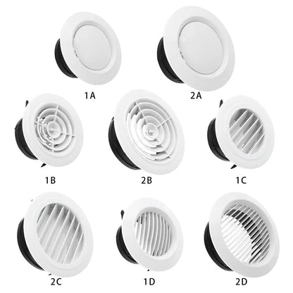White Air Vent Extract Valve Grille – 100/150mm Round Ventilation Cover in 4 Shapes for Air Circulation