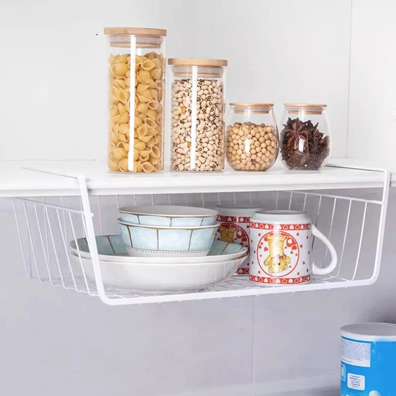 Metal Hanging Kitchen Storage Rack | Multifunctional Layered Book Organizer for Dormitories and Offices
