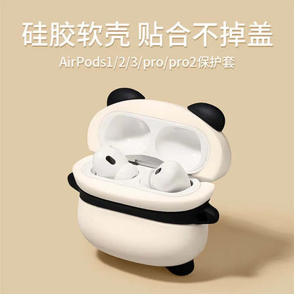 Cute Lying Panda Silicone Case for AirPods 4 (2024) & AirPods Pro 1/2/3 — Protective Earbuds Charging Cover