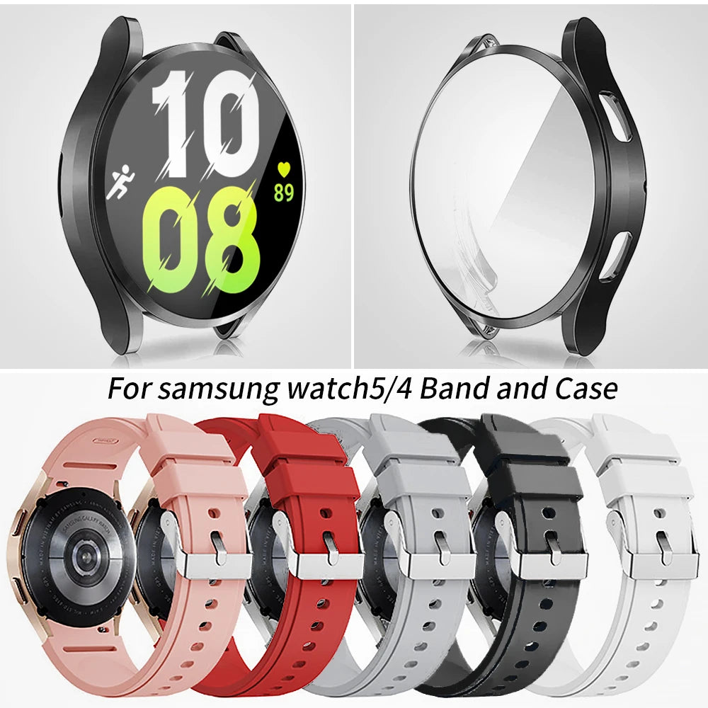 Samsung Galaxy Watch 4/5/6/7 TPU Protective Case - All-Around Cover with Sport Band for Galaxy Watch 6 Classic 43/47mm
