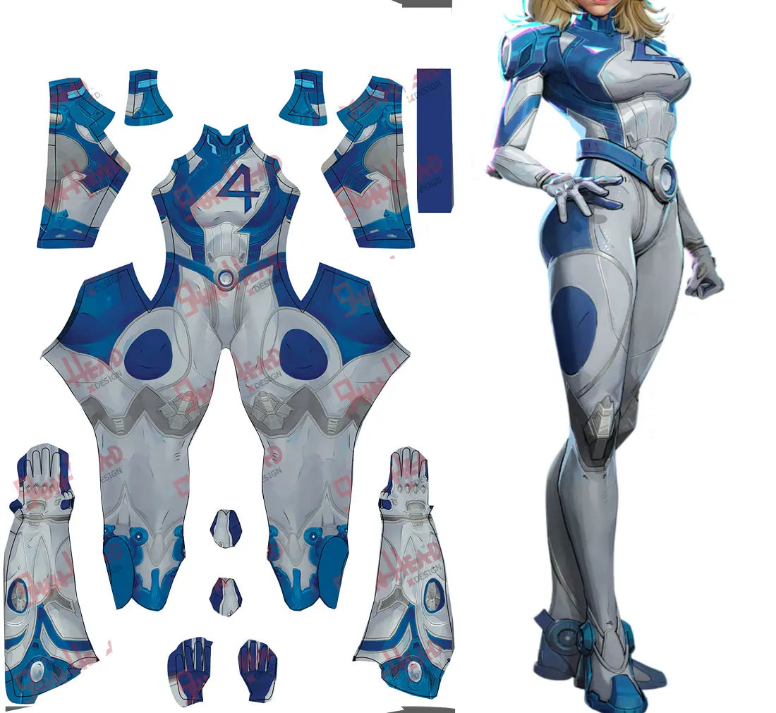 Female Susan Storm Cosplay Costume – Invisible Woman Zentai Bodysuit from Fantastic Four for Halloween & Party Jumpsuit