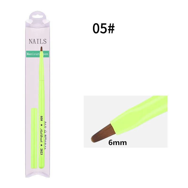 Green Nail Art Brush - Gel Polish, Acrylic, UV Extension & Nail Painting Detail Brush