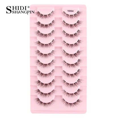 SHIDISHANGPIN 5/10 Pairs Cat Eye False Lashes – 3D Mink Half Lashes, Eyelash Extensions for Natural Makeup, Faux Cils Maquiagem