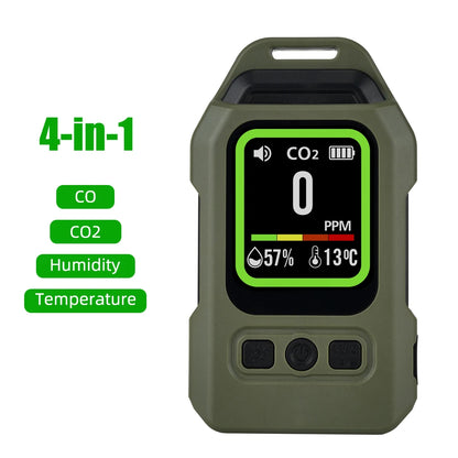 Yieryi 3-in-1 CO Gas Leak Detector - Portable Carbon Monoxide Alarm with Flashlight, Temperature & Humidity Meter for Indoor Use