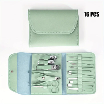 16-Piece Professional Nail Clippers & Cuticle Nippers Set – Manicure & Pedicure Kit with Travel Case