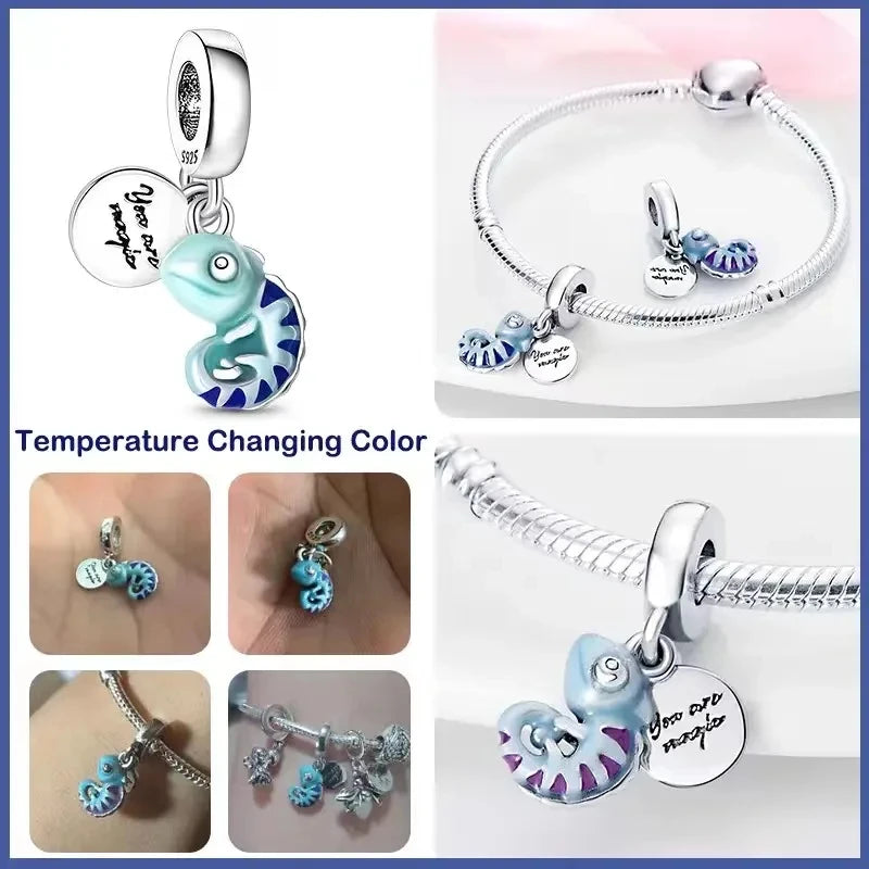Fit Pandora 925 Silver Bracelets - Luminous Firefly, Chameleon, Aircraft & Butterfly Charms for DIY Jewelry Gift