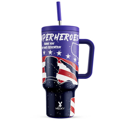 Meoky 40oz Mug Tumbler with Handle – Insulated Stainless Steel Tumbler with Lid & Straw, Coffee Thermos Cup, Heat Press Ready