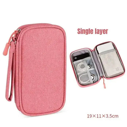 Waterproof Travel Cable Organizer Bag – Portable Double-Layer Storage Pouch for Cables & Chargers