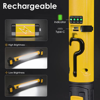 Super Bright Magnetic Work Light - 5200mAh Rechargeable Battery, Underhood Work Lamp Bar for Car Repair and Outdoor Lighting