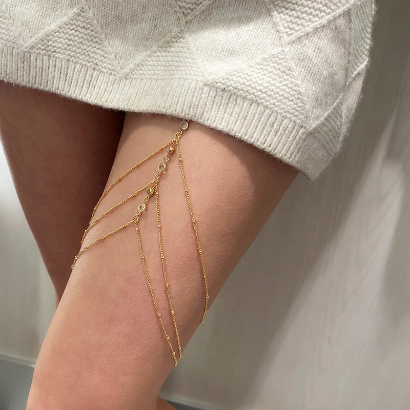 2024 Women’s Bohemian Thigh Chain – Double-Layer Star Body Chain Fashion Metal Leg Jewelry
