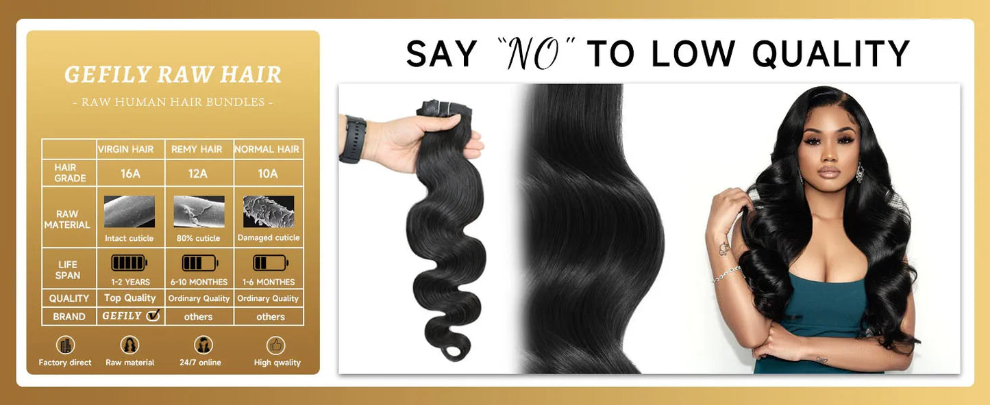 38 40 Inch Loose Body Wave Brazilian Hair Bundles – 1/3/4 PCS Water Wave Raw Human Hair Extensions, Black