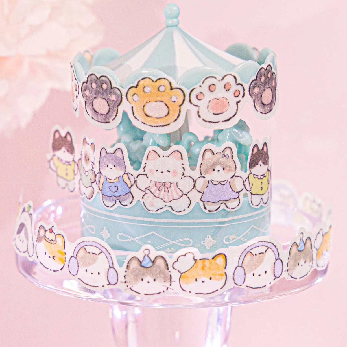 2m Cute Cartoon Cat Decorative Tape - DIY Scrapbook, Diary, Envelope and Journal Crafting Stationery