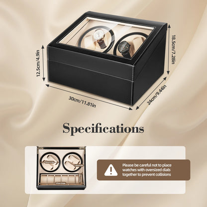 4+6 Slot Automatic Watch Winder – Leather & Wood Luxury Display Case with Pillow, Black/Brown