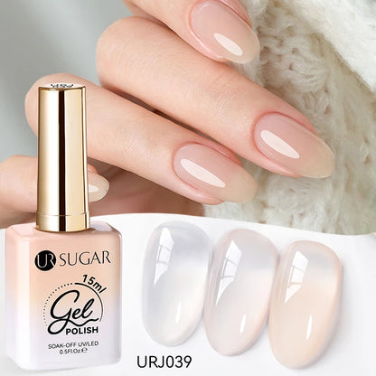UR SUGAR 15ml Jelly Milky White Gel Polish – Translucent UV Soak Off Nail Art Varnish Semi-Permanent Fashion Nail Color