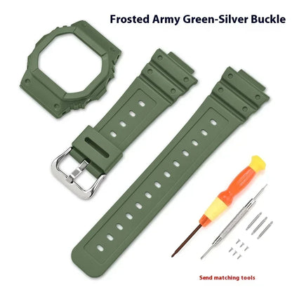 Resin Rubber Watch Case and Strap for Casio G-Shock - Protective Bezel Replacement Band for DW-5600, GW-M5610 and GW-B5600