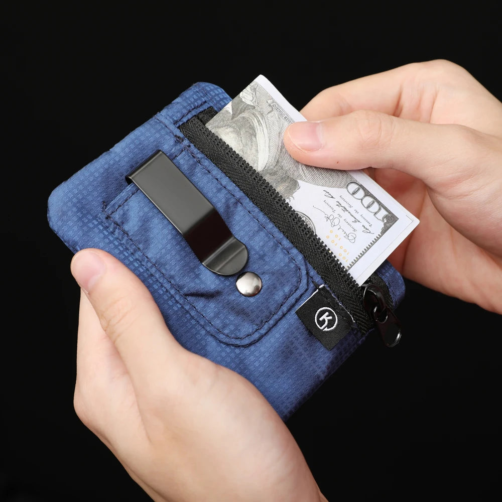 Men's Mini Credit Card Wallet & ID Holder - Slim Zipper Wallet with Coin Pocket