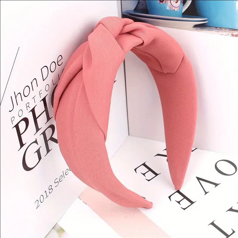 New Fashion Knotted Headbands for Women – Solid Color Cloth Hair Bands, Wide Soft Hair Hoop, Hair Accessories for Girls