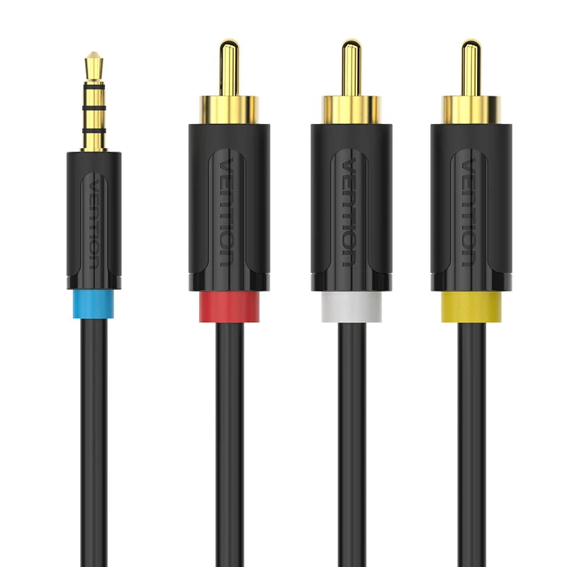 Vention 3.5mm to 3 RCA Audio Cable - Male to Male Aux Adapter for Android TV Box, Speakers, iPod & Audio Devices