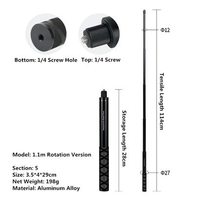 Motorcycle & Bicycle Selfie Stick Mount – Handlebar Bracket for Insta360 X5/X4/X3 & GoPro Hero 13-8