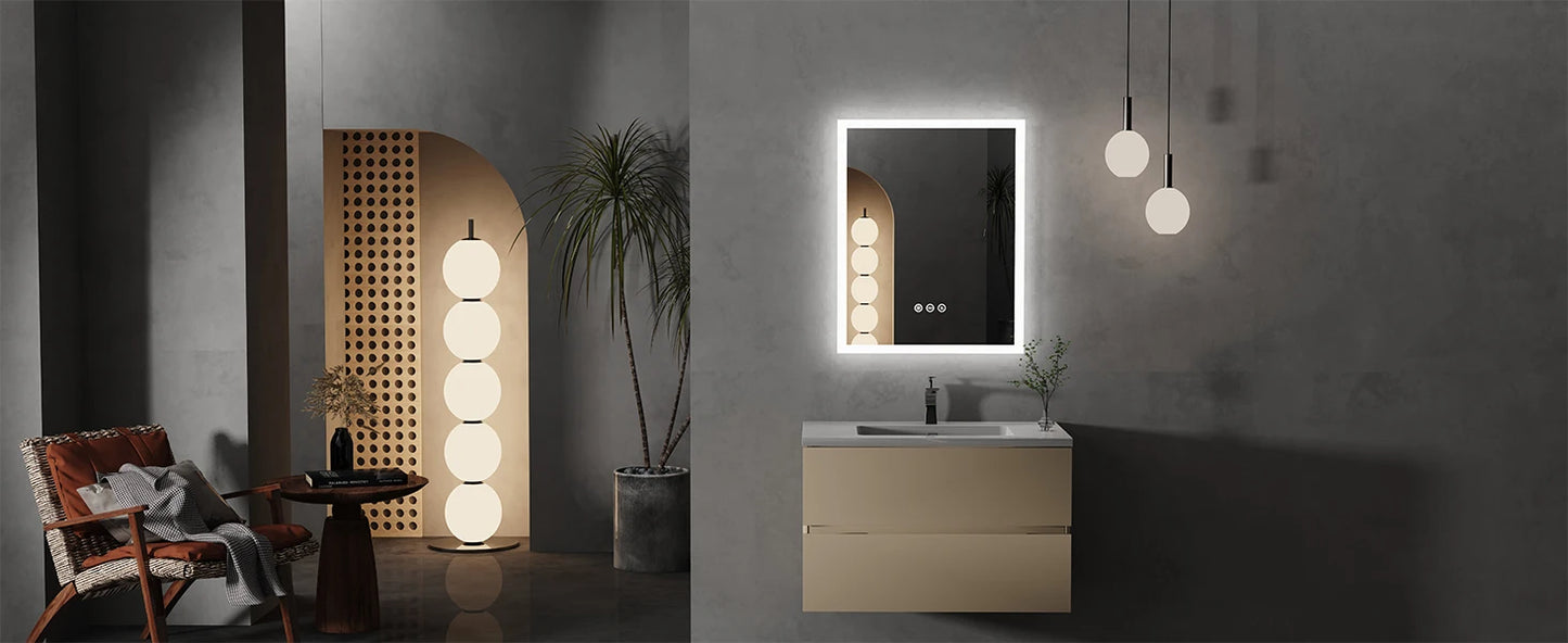 16x20 inch LED Lighted Bathroom Mirror – Wall-Mounted Vanity Mirror with Anti-Fog, Smart Touch Button & Memory Function