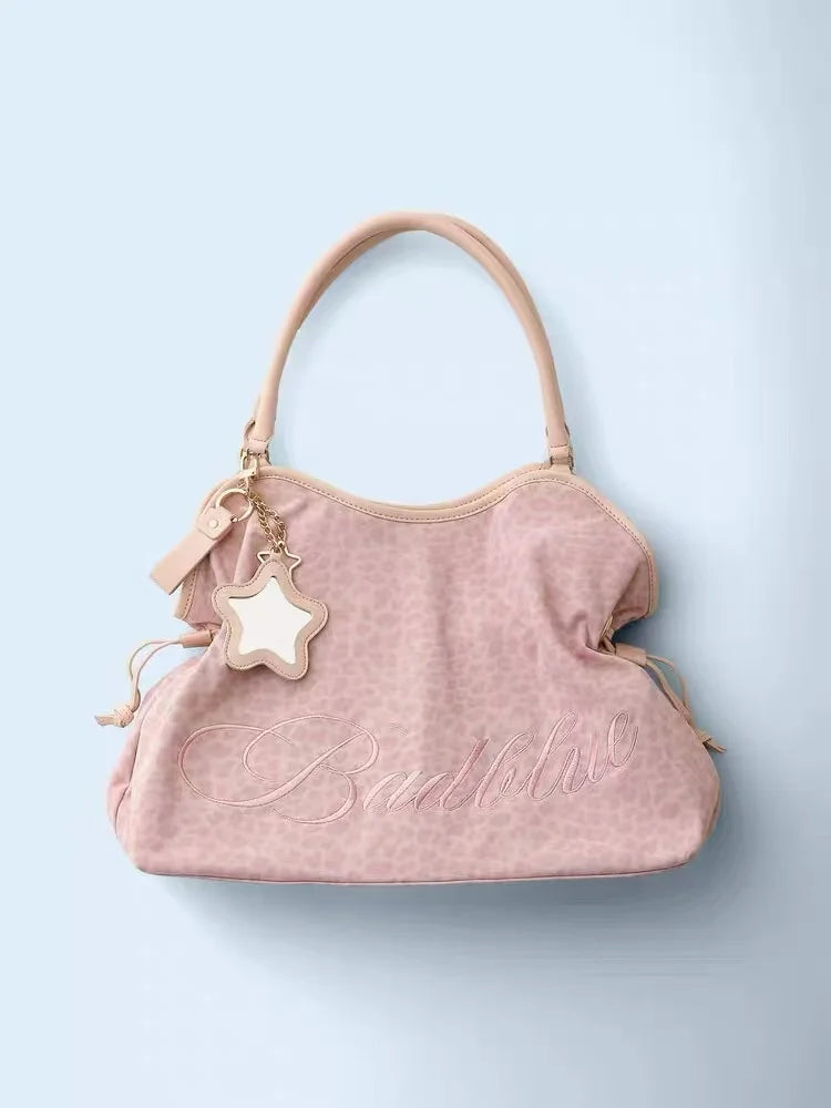 BadBlue Leopard Print Tote Bag - Forest-Inspired Trendy Business Handbag with Sweet Style