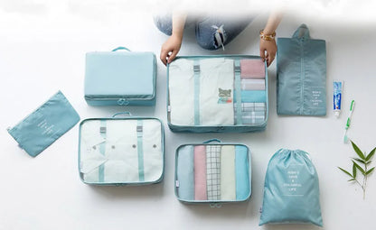 7 Piece Travel Bag Organizer Set - Luggage & Clothing, Shoes, Blanket Packing Cubes & Pouches
