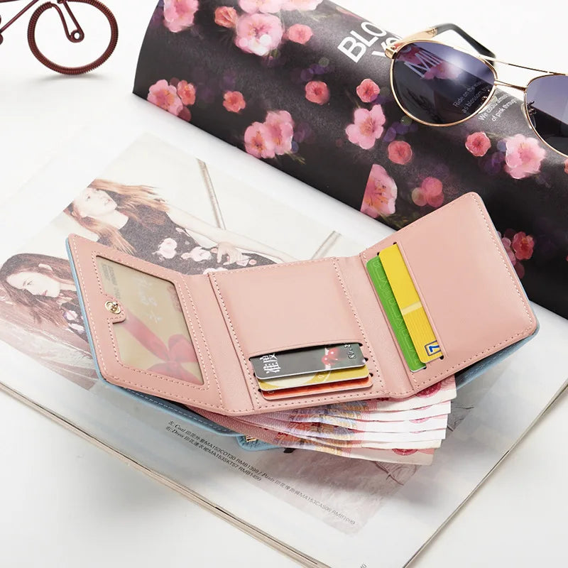 2024 New Women's Purse - Short Korean Mini Folding Metal Wallet with Cute Animal Design for Students