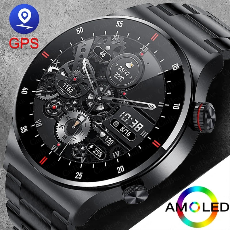 2024 GPS ECG+PPG Smartwatch for Men — Bluetooth Call Sports Bracelet with NFC, Waterproof, Custom Watch Face for iOS & Android